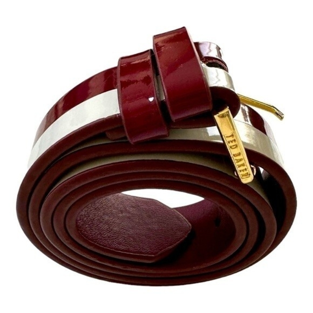 Ted Baker Women's Belt Size 1 White Burgundy Color Block Vegan Leather NWOT